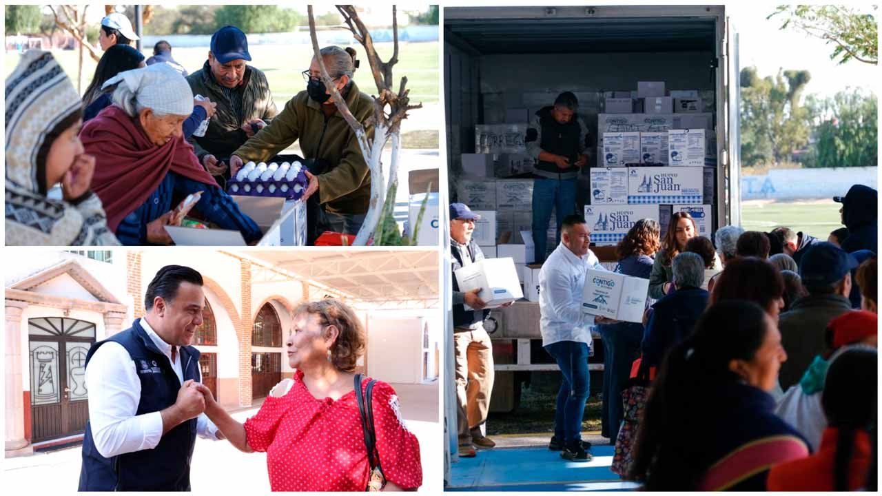Luis Nava entrega apoyos alimentarios en Corregidora