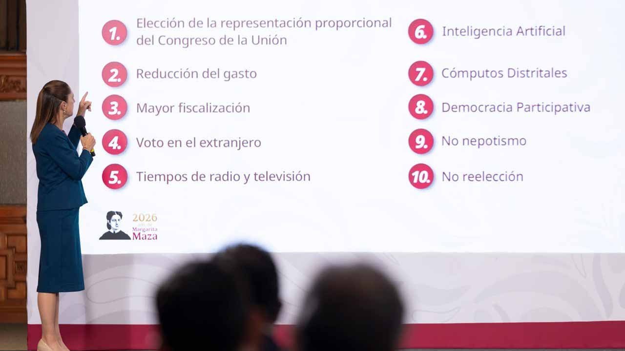 Sheinbaum presenta el "decálogo por la democracia" como parte de reforma electoral