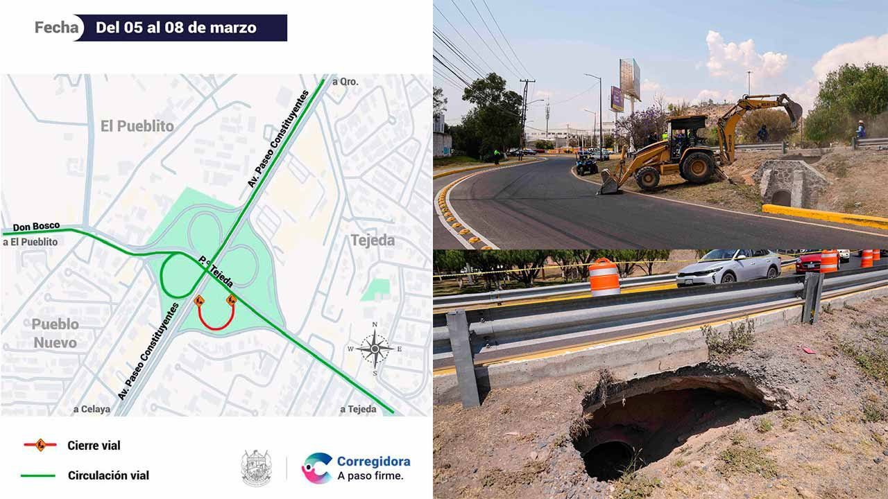 Cierre de circulación en Puente de Tejeda por reparación de dren pluvial